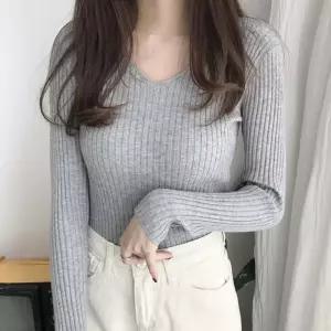 브이넥 긴팔 골지니트 슬림 이너 니트티 스웨터 겨울