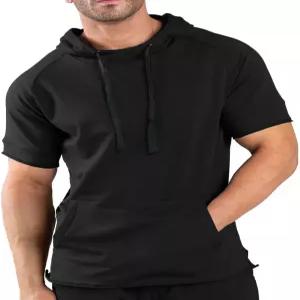 COOFANDY 남성용 반팔 후디 운동 체육 스웨트셔츠 머슬 핏 패션 풀오버 코튼 후드 티셔츠