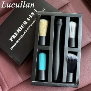 Lucullan 프리미엄 4-In-1 교체 가능 디테일링 브러시 세트(4개의 다른 탈착식 헤드 포함)