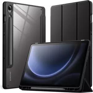 삼성 갤럭시 탭 S10 라이트 / FE S9 10.9인치 S펜 홀더 포함 투명 하드 PC 뒷면 보호용 3중 접이식 태블릿