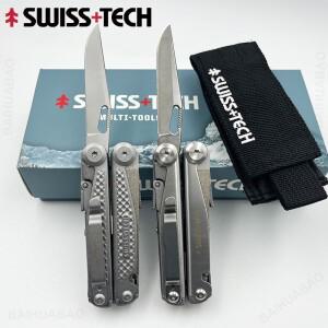 SWISS TECH 18 in 1 EDC Multitool 펜치 다기능 조합 도구 휴대용 접이식 가위 톱 블레이드 야외 장비
