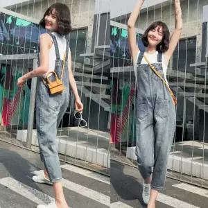 여성 데일리 청바지 코디 연청 점프 수트 멜빵 패션 mda65iWV