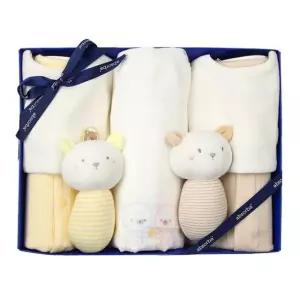 [갤러리아] (쌍둥이출산,백일슈트)애니7부바디슈트노랑+베이지+손수건10장세트(A15-10604SET)