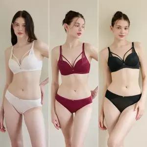 [NS홈쇼핑][Wonderbra] 하트핏 노와이어 브라팬티 6종세트 오트밀+레드+블랙 WBW4O091011_T..[36001445]