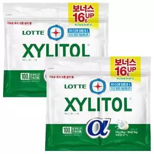 롯데 자일리톨 껌 알파 오리지날 리필 102g x 2개