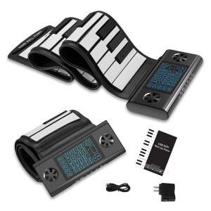 KONIX 61 키 롤업 피아노, 블루투스 /MIDI로 초보자를 위한 업그레이드된 핸드 롤 휴대용 환경 실리콘 롤아웃 피아노 키보드, 최고의 크리스마스 선물