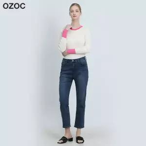 [오조크(OZOC)] 기모 백밴딩 스트레이트 데님 팬츠 (택가격: 98000원)