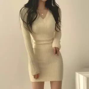 니트 골지 원피스 원피스 슬림 여자 슬림핏 데일리