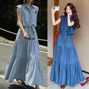 패션라인 BL10662_홀시데님투피스세트/데일리룩/빈티지/럭셔리/데님/베스트