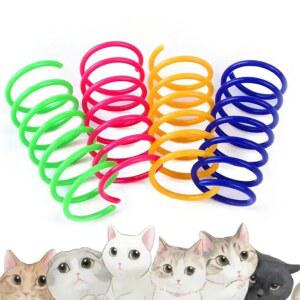 24개 고양이 스프링 실내용 다채로운 고양이 플라스틱 스프링 코일 새끼 고양이 사냥 흔들기 놀이용