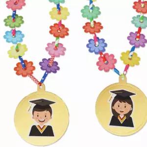 졸업 행사 유아용 꽃목걸이 메달 세트 어린이메달 기념행사