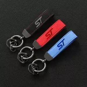 Ford ST Focus Mondeo Fiesta Kuga Escape Explorer Car 전용 스웨이드 가죽 자동차 키체인 로고 액세서리