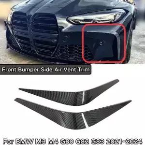 BMW M3 M4 G80 G82 G83 2022024용 프론트 범퍼 사이드 에어벤트 트림 글로시 블랙 자동차 액세서리 바디