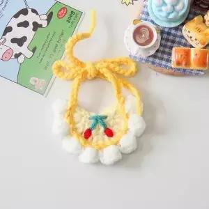 3cm 농담 곰 면 인형 사랑스러운 니트 타액 수건 삼각형 스카프 액세서리 귀여운 장식