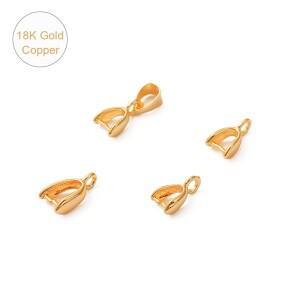 18K 금 도금 4x10mm 2 개 구리 클립 펜던트 걸쇠 커넥터  쥬얼리 제작 DIY 목걸이 액세서리 용품 찾기
