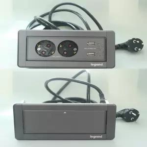 르그랑 빌트인 수동형 회전콘센트 사각 씽크대 매립 아일랜드 식탁 콘센트 2구+USB 2구