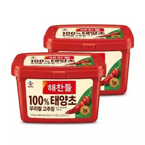 [CJ해찬들] 100% 태양초 우리쌀 고추장 1.8kg x 2개 묶음 대용량 세트 집밥 요리 필수 코스트코