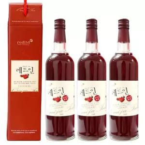 바른팜스 문경 레드인 오미자청 750ml x 3병 오미자원액