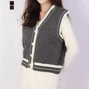 [페이릿][페이릿] 실키 배색 라인 포인트 니트조끼