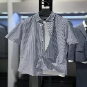 [트루젠] 트루젠 블루스트라이프 코튼 시어서커 스트라이프 반팔 캐주얼 셔츠 426617041393-1