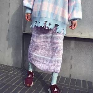 달달한 패턴 롱 니트 밴딩스커트n214