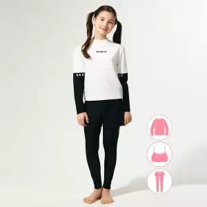 [보리보리/베이직엘르]베이직엘르 여아동 화이트 래쉬가드 워터레깅스 비치반바지 세트 BEG-Y601H