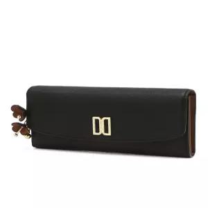 닥스 액세서리 25FW [AZALEA] 아젤라 블랙 가죽 DD 장식 장지갑 (꽃참장식 탈부착가능) DCWA5F121BK