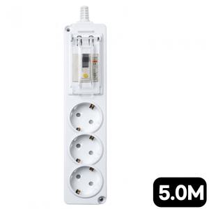세계 국산 고용량 멀티탭 4000W 누전차단기 3구 5.0m 16A 대형가전용 에어컨 멀티콘센트