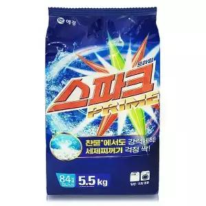 스파크 가루세제 프라임 5.5kg, 1개 리필 찬물에강력세탁