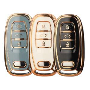 S5 케이스 Q3 A4 커버 징유친 아우디 키체인 키 홀더 리모트 자동차 쉘 B7 S6 A6 S4 A8 A5 B8 Q5 보호용 Q7 TPU A7