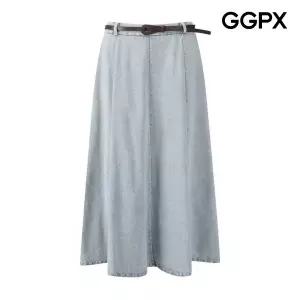[GGPX] 페이크 레더 벨트 세트 데님 스커트 (GQ2SK020F)