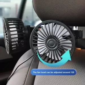 발열 차량용 선풍기 클립 냉각팬 USB 전원 5V 헤드레스트 360 도 회전 듀얼 헤드 3 속도 뒷좌석 에어