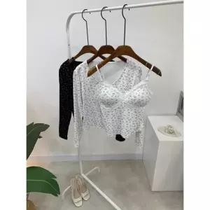 (FREE)나일 플라워 캡내장 끈조절 레이스 나시 티셔츠 긴팔 가디건 세트 2color