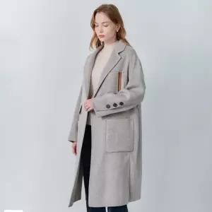 [마쟈][MAXZA] 핸드메이드 울 포켓 루즈핏 헤링본 롱 코트