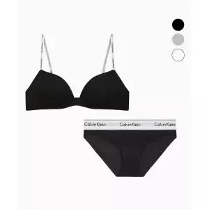 캘빈클라인 CALVIN KLEIN UNDERWEAR 여성 아이콘 코튼 모달 AF 푸쉬업 브라 세트 (2Color) QF8268ADF3787AD
