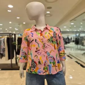 올리비아로렌 프린트 아사 블라우스 VVCNL5M4461 567248