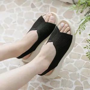 [분홍코끼리] (폭신경량창) 말랑데이 스판니트 슬링백 쿠션샌들(5cm)
