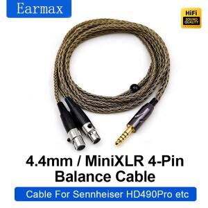 젠하이저 HD490 프로 플러스용 이어맥스, 교체형 4.4mm 진바오 단결정 구리 밸런스 와이어, 4 핀 미니 XLR