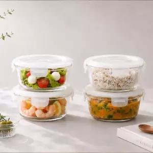 디유 밀폐 냉동밥 보관 용기 내열유리 전자렌지용 이유식 밥용기 반찬통 420ml, 화이트_10P