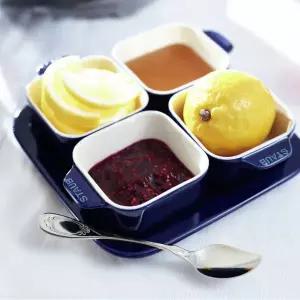 스타우브 세라믹 나눔 반찬 그릇 사각서빙 다크블루 5P 세트