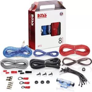 BOSS 오디오 시스템 KIT2 8 게이지 완전 차량 증폭기 설치 배선 키트 POWER LOGIC 케이블 접지 켜기 와이어