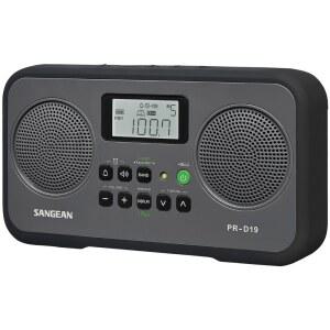 SANGEAN PR-D19BK FM 스테레오 /AM 디지털 튜닝 휴대용 라디오 및 보호 범퍼 (그레이 / 블랙)
