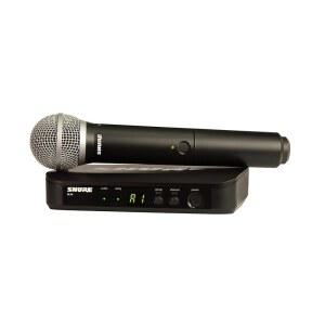 SHURE BLX24 / PG58 휴대용 무선 오디오 시스템 H9 밴드 (512 U2013542 MHZ) U2013 BLX4 수신기 다이내믹 마이크 포함 BLX2 송신기 최대 14시간 배터리 300피트 범위
