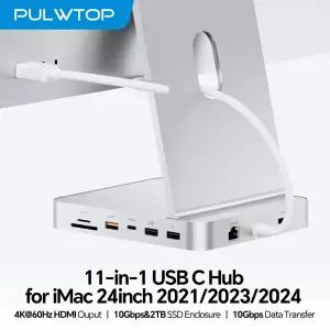 PULWTOP 업그레이드된 11 in 1 USB C 허브 아이맥 24인치용 M.2 SSD 포함되지 않음 4K HDMI 이더넷 USB A/C
