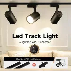 Led 트랙 조명 세트 조정 가능한 스팟 레일 램프 20/30/40W 스포트라이트 매장 거실 장식을위한 실내