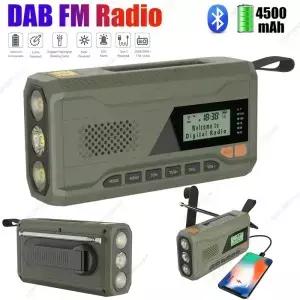 휴대용 DAB FM 라디오 블루투스 스피커 태양광 충전식 SOS 비상 날씨 손전등 휴대폰