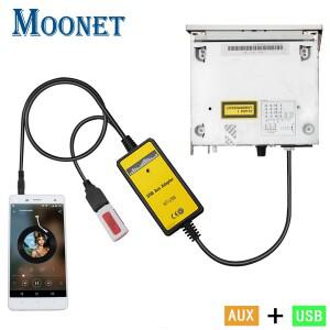 Moonet 자동차 오디오 USB AUX 어댑터 Audi Skoda Volkswagen Tiguan Touran T5 Golf Passat 용 보조 CD 체