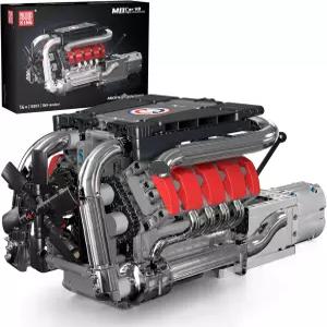 몰드 킹 V8 모델 엔진 키트 빌딩 세트 가 장착된 미니 장난감 저울 STEM 프로젝트 DIY 수집용 블록 14개