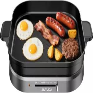 AUTUCU T2NA 2in1 전기 그리들 논스틱 플랫 그릴 PFOA 프리 세라믹 코팅 표면 청소하기 쉬운 1200W
