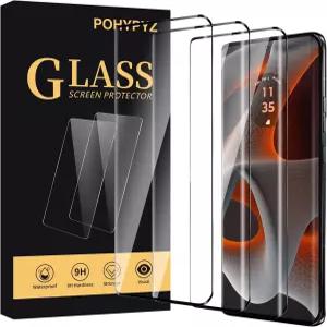 모토로라 엣지 50 프로용 POHYPYZ 3팩 화면 보호기 초투명 9H 경도 기포 없는 설치 케이스 친화적 지문